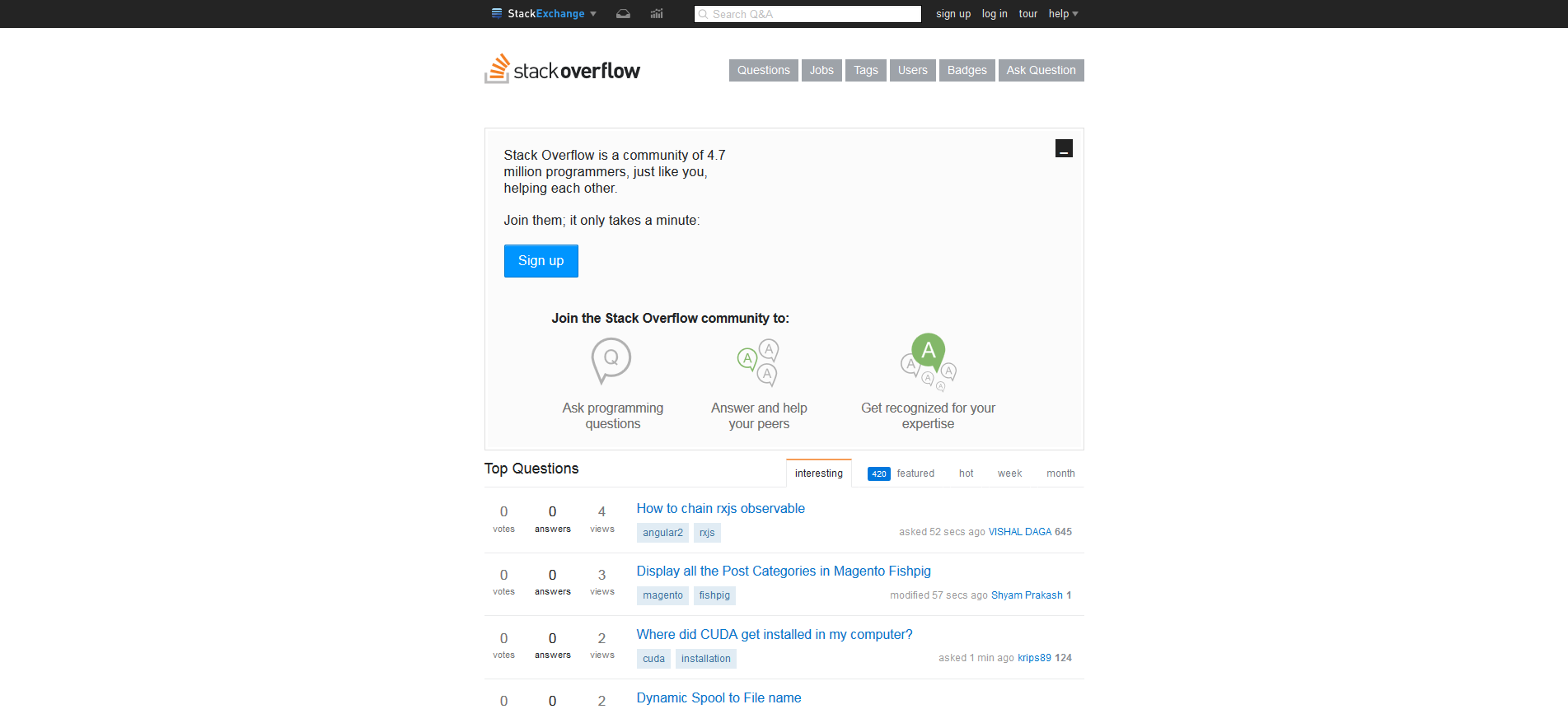 StackWatchers - slimmed down layout