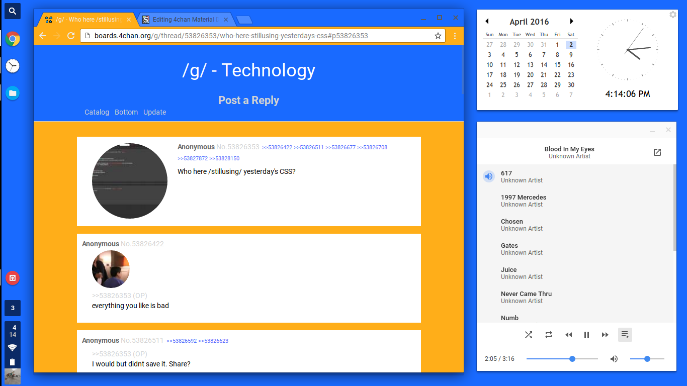 4chan Material Design Blue/Orange