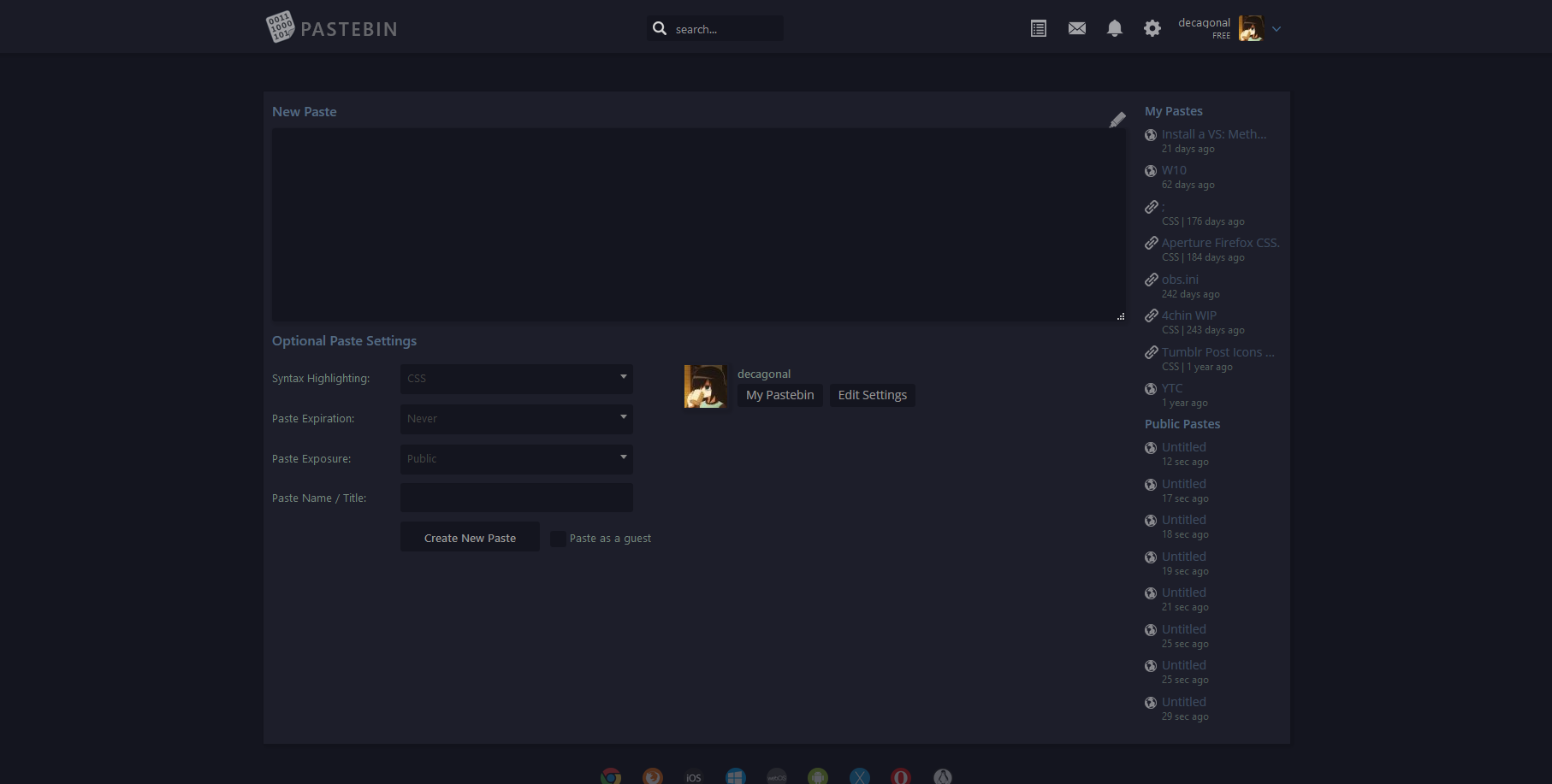 Nocturnal Pastebin Theme.