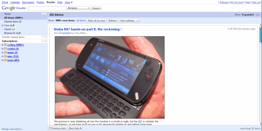 Google Reader Revert