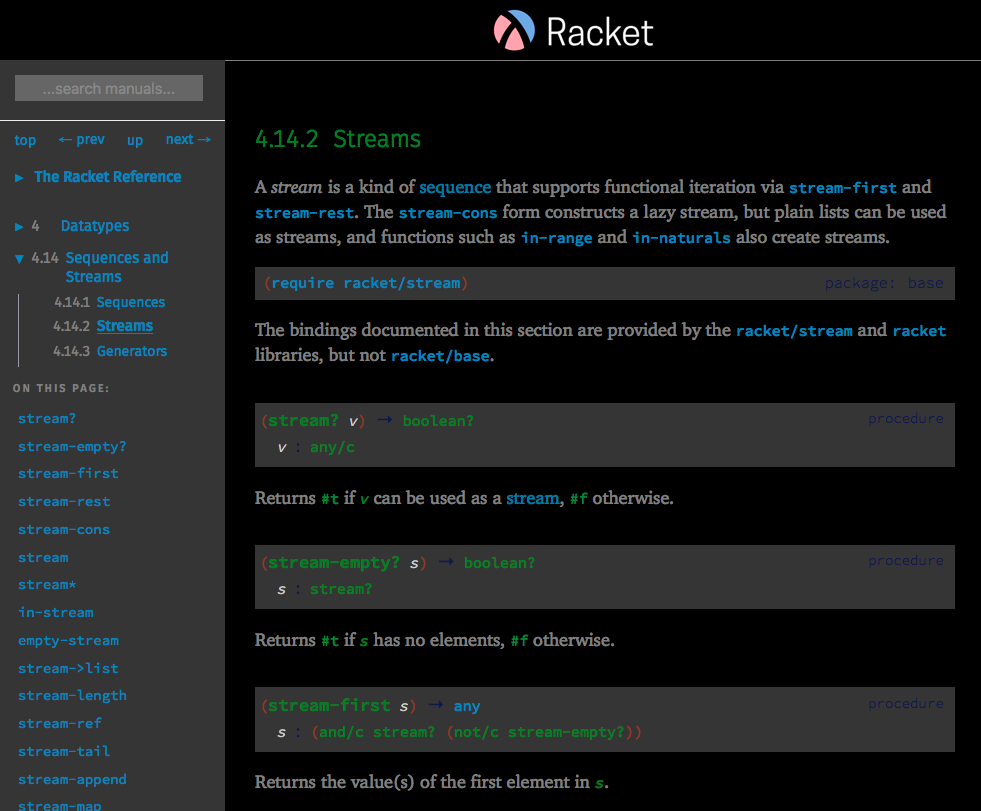 Racket Docs Darker