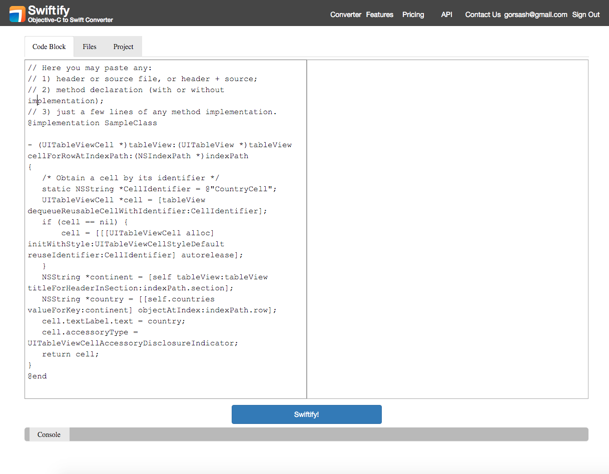 objectivec2swift.com minimalistic style