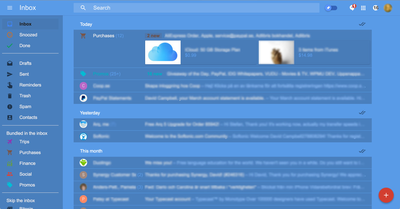 Full on blue google inbox