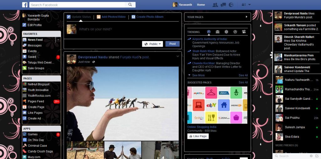 Dark Facebook Floral