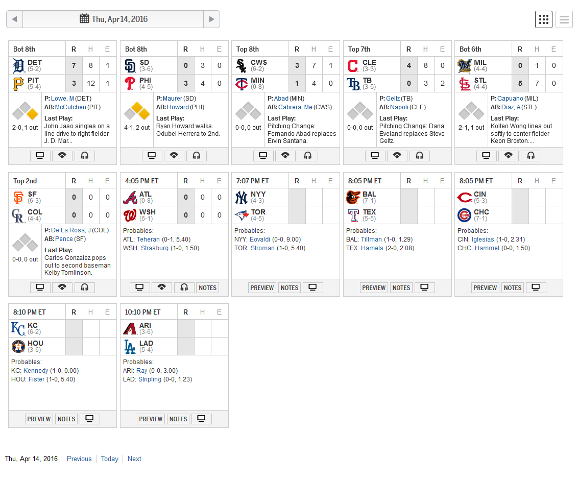 Simplify MLB Scoreboard