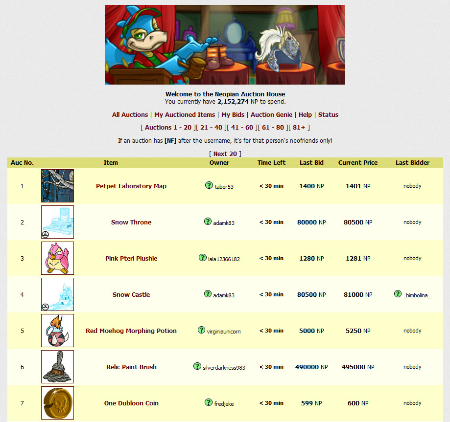 Neopets Trades/Auctions - Larger Items
