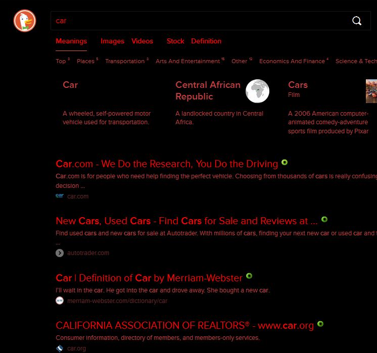 DuckDuckGo Black and Red