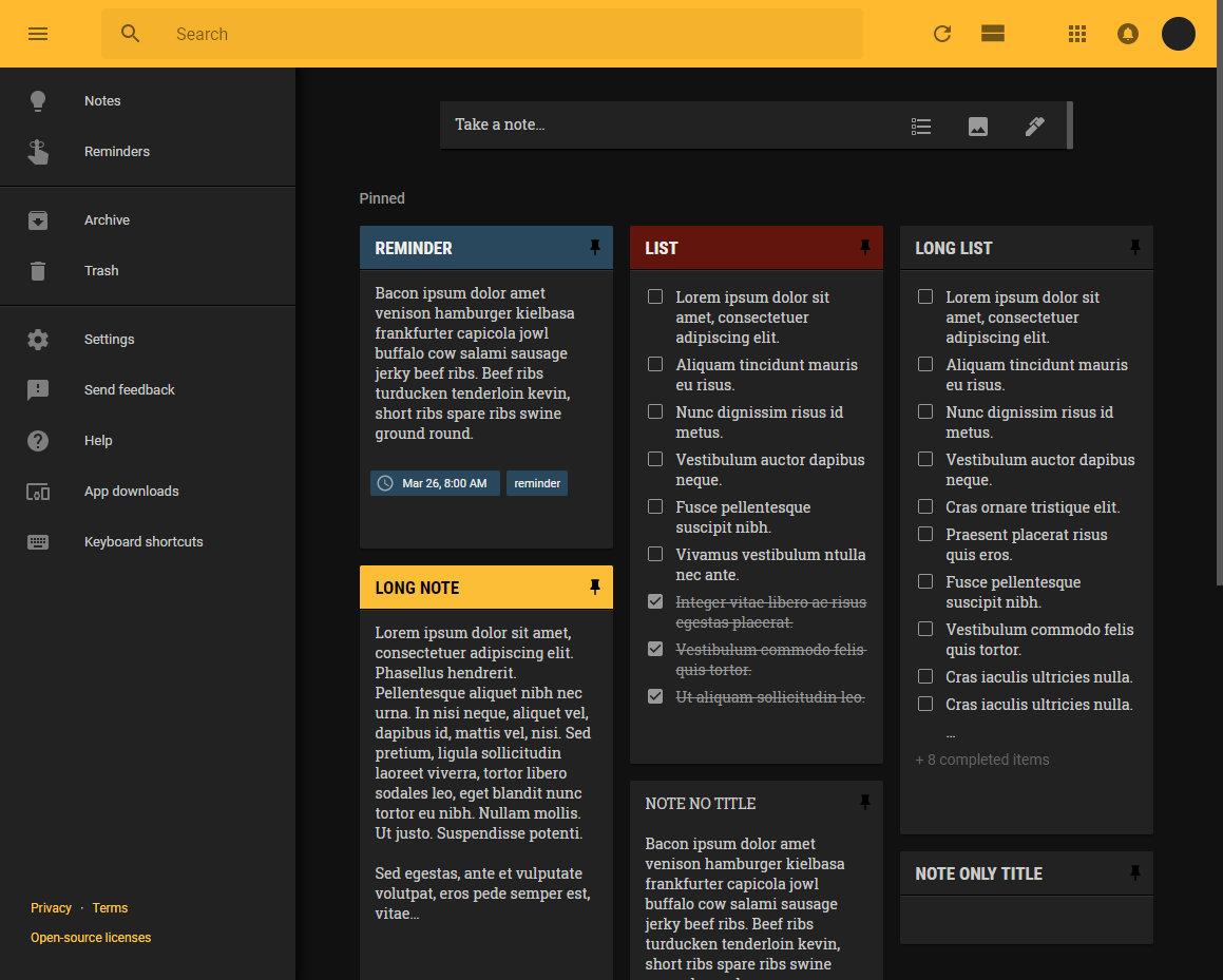db Google Keep - Dark Matters