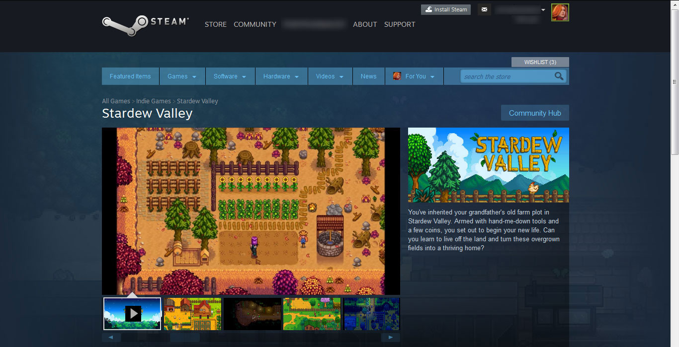 Simplified Steam Store Page
