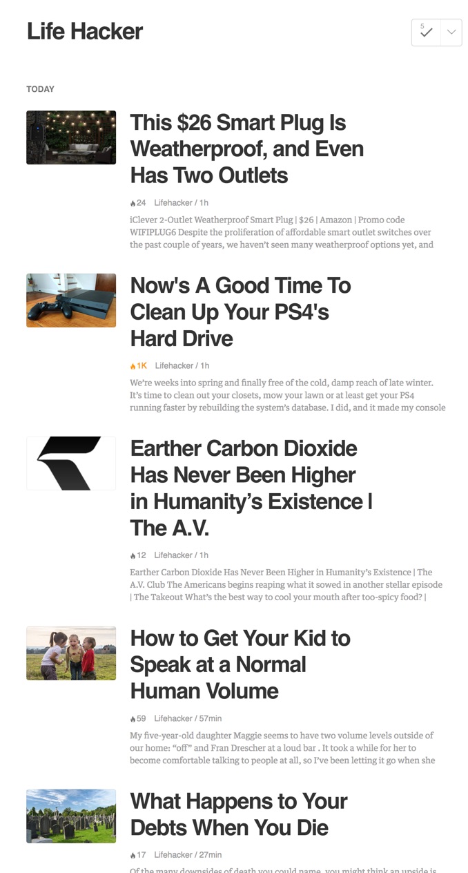 Feedly - Faster Reading with Big Titles