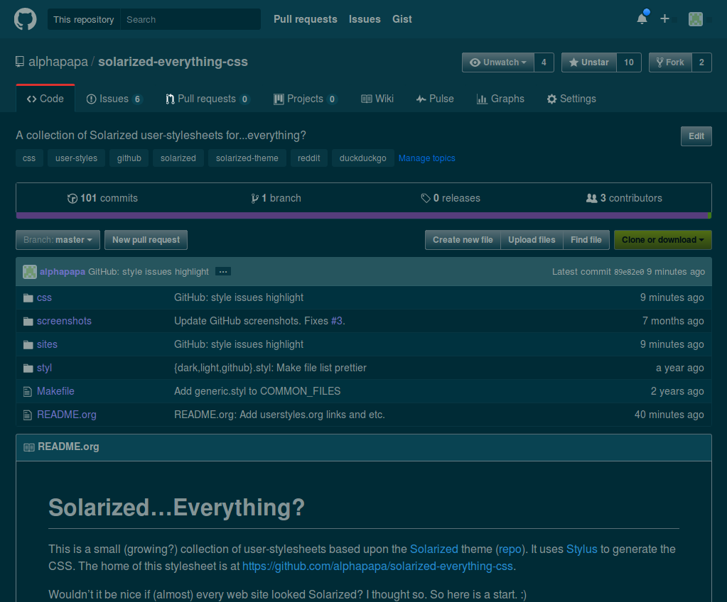 Solarized Everything: GitHub