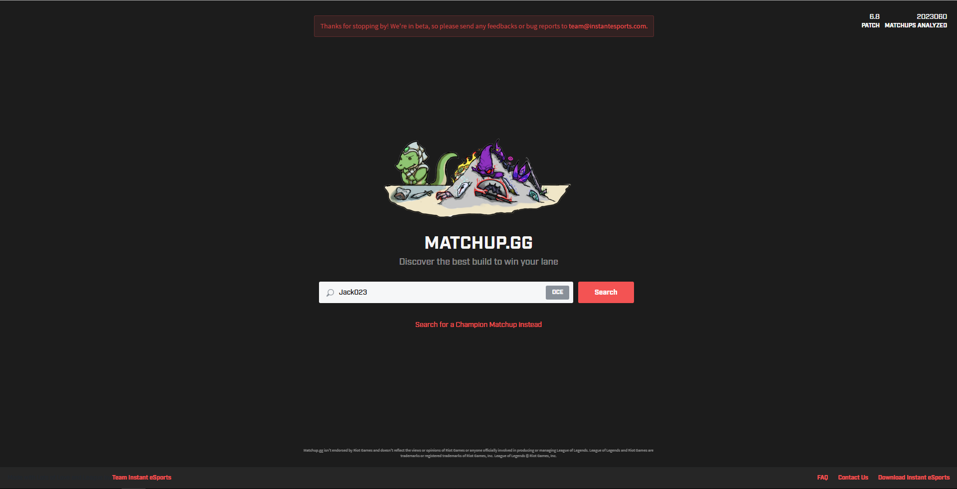 Night mode for matchup.gg