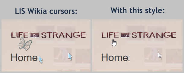 Remove custom cursor on Life Is Strange Wikia