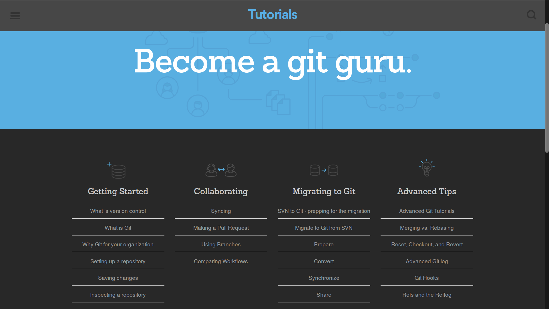 Atlassian Git Tutorial Dark