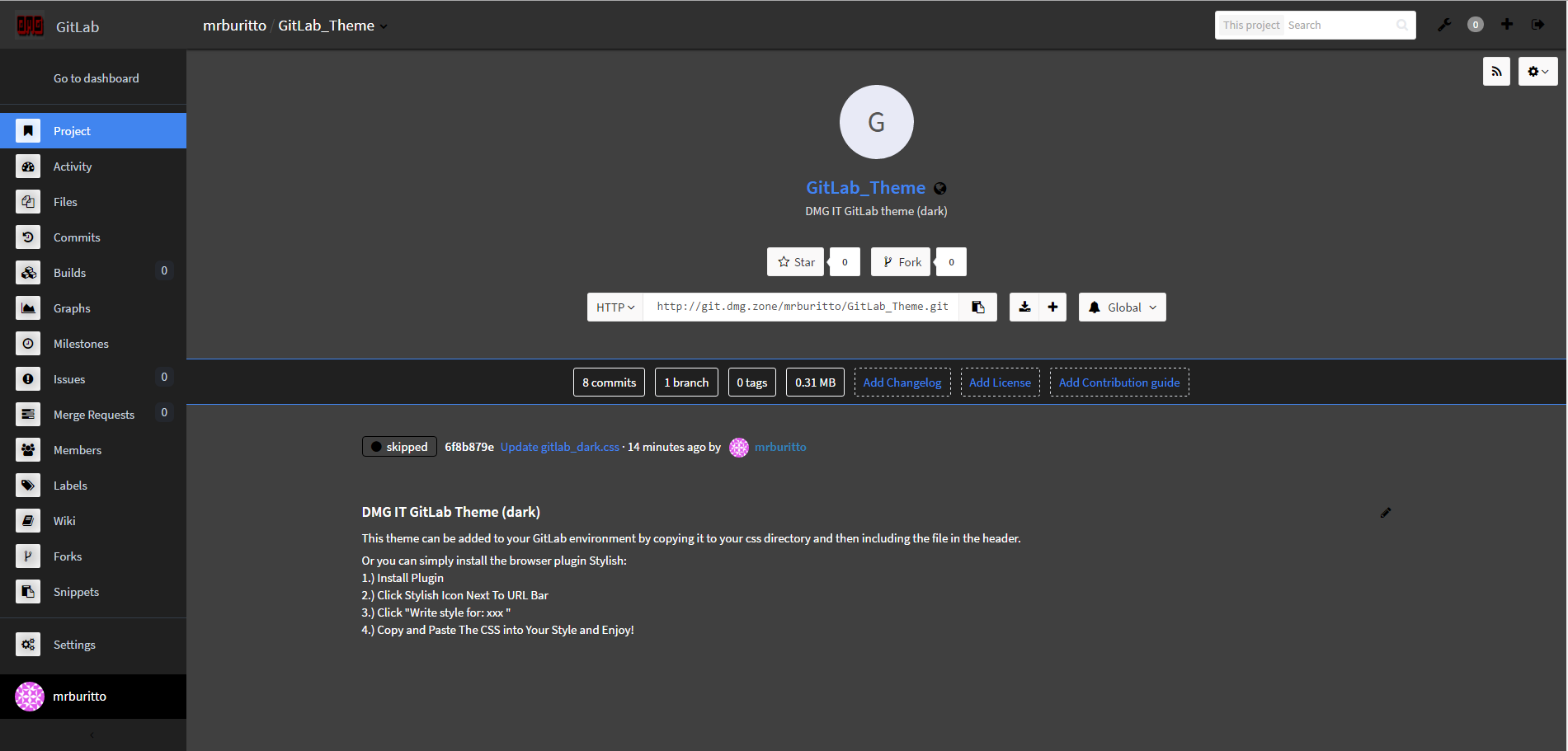 GitLab Dark Theme