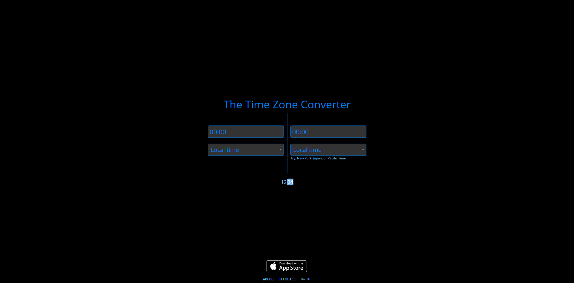 thetimezoneconverter.com // Black Theme