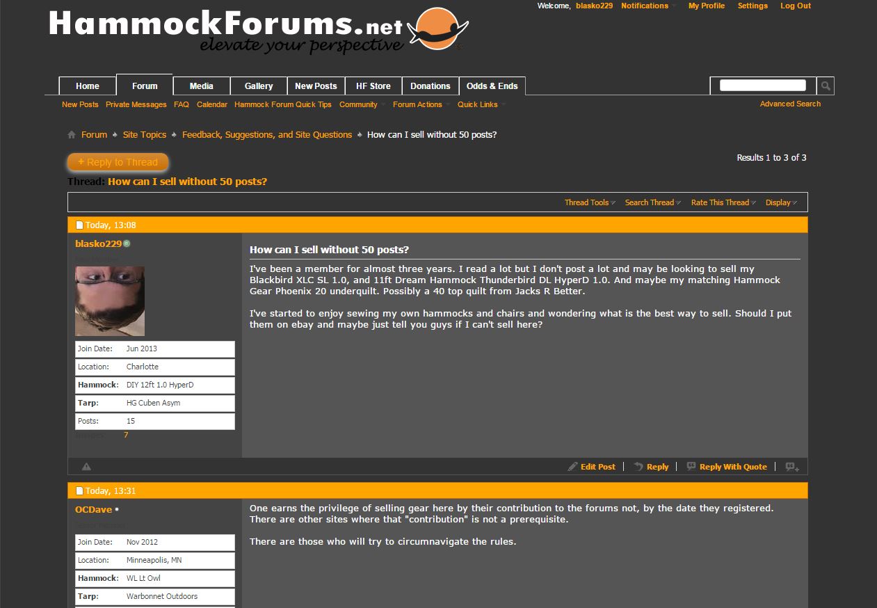 Hammock Forums Dark Theme