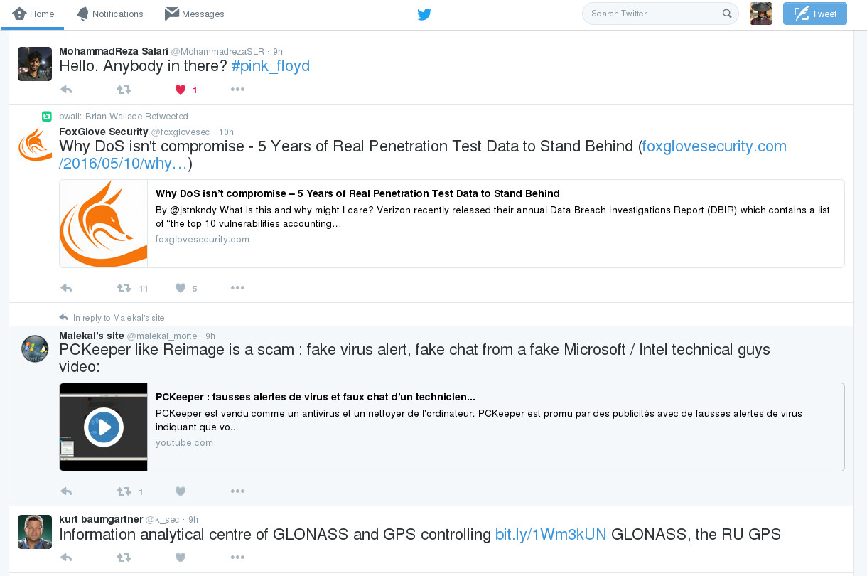 Twitter no dashboards