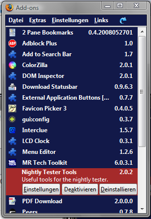 Firefox 3** - Addon - Manager "minimal"