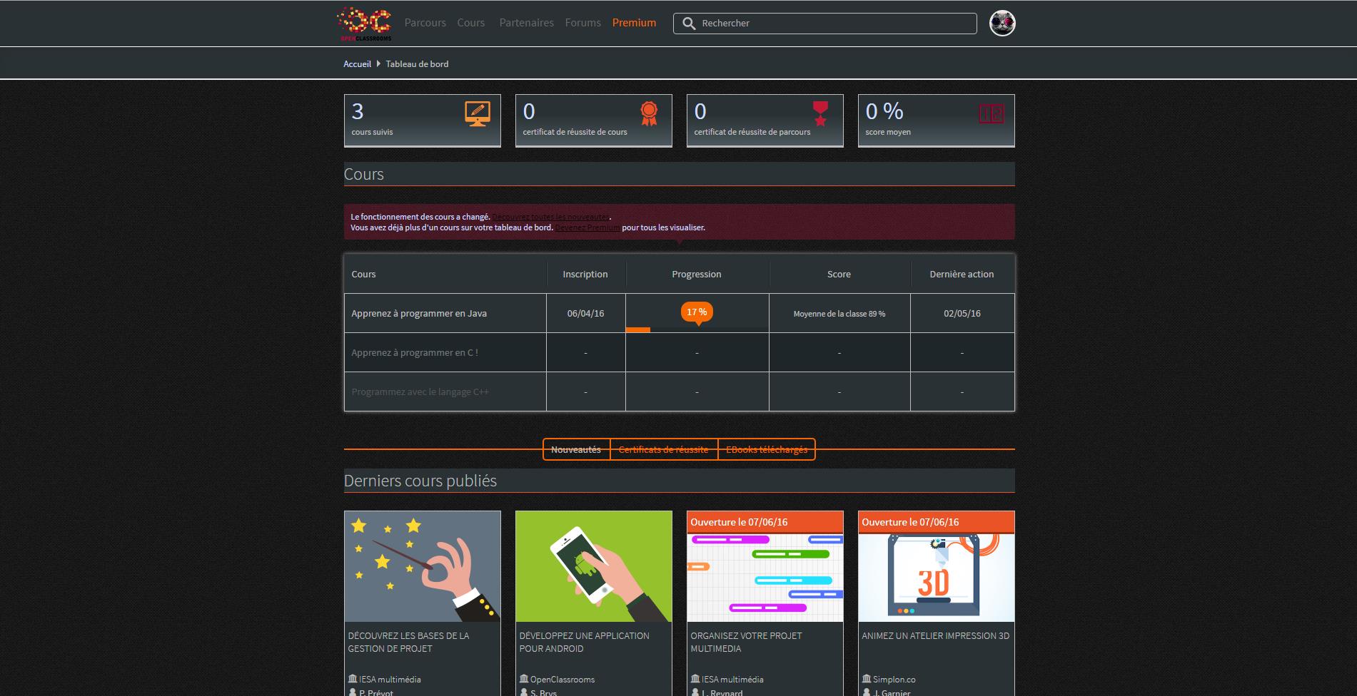 Openclassrooms Dark Theme