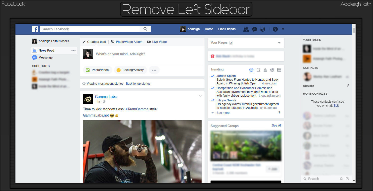 † Facebook Remove Left Sidebar †