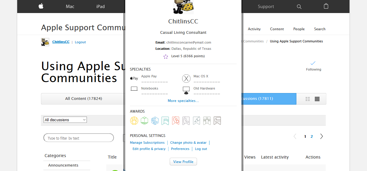 Show Points in Apple Support Communities