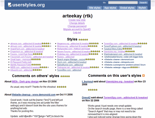 Userstyles.org - tweaked