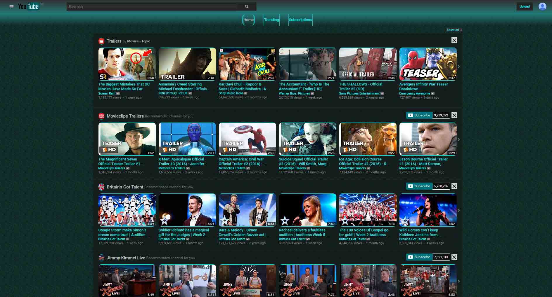 YouTube-Dark Teal-Anime