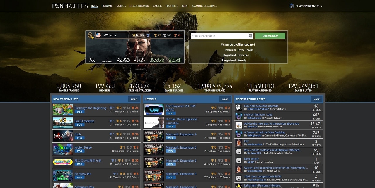 PSNProfiles Dark Theme