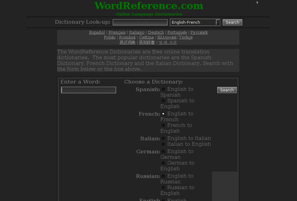 wordreference Dark Theme