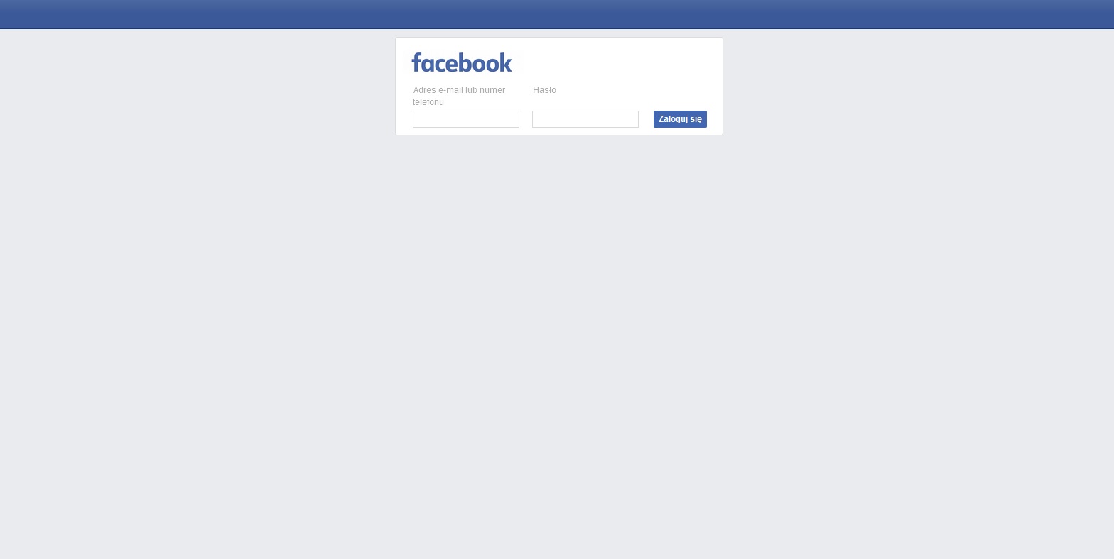 New Facebook login page