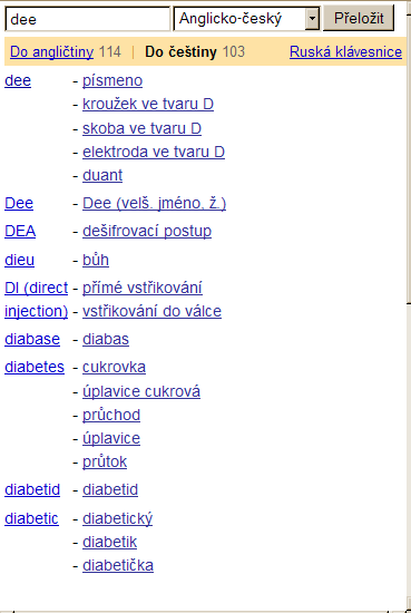 Seznam slovník - kompaktní styl