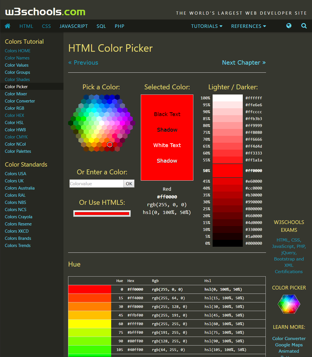 W3Schools Dark Sublime