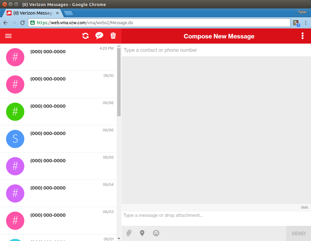 Verizon Web Messages - Real Full-page Mode