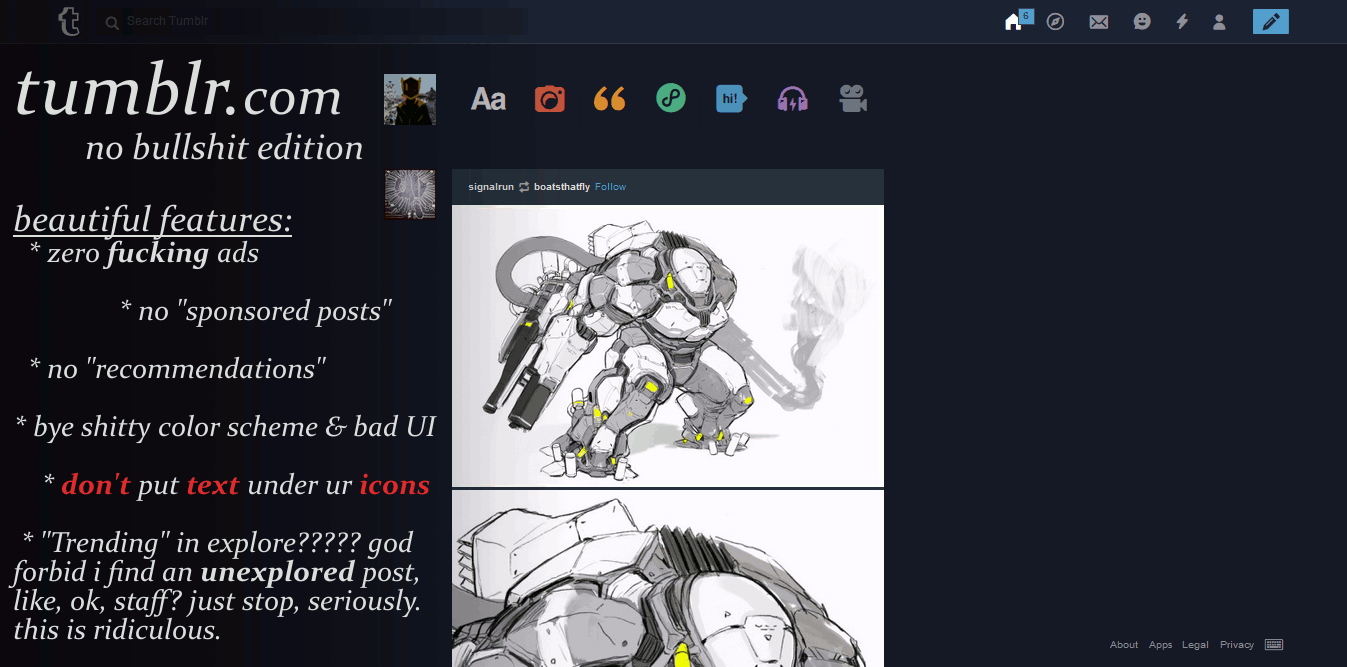 tumblr - No Bullshit Edition