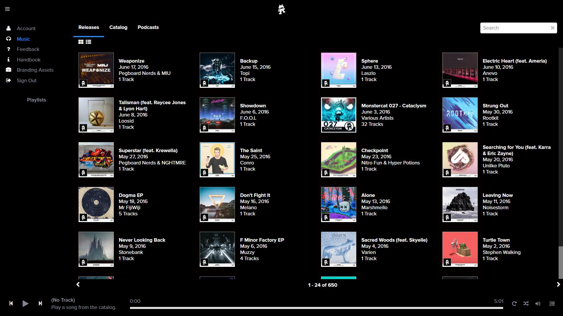 Black Theme for Monstercat Connect