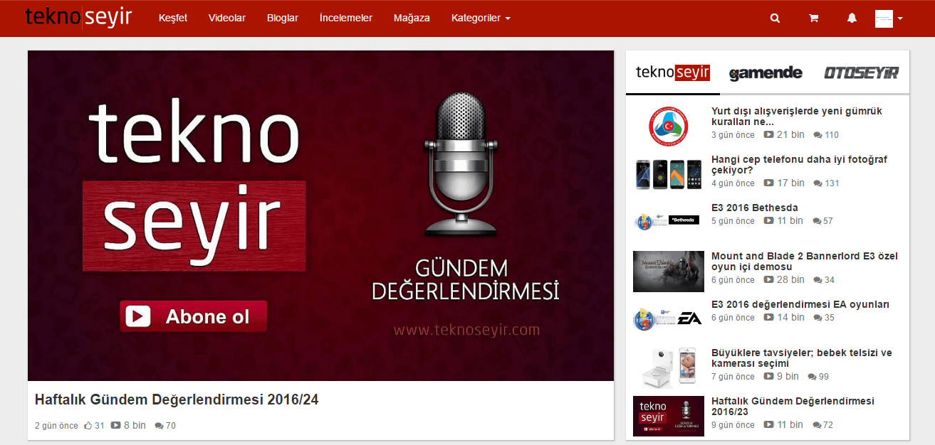 TeknoSeyir Material Menu