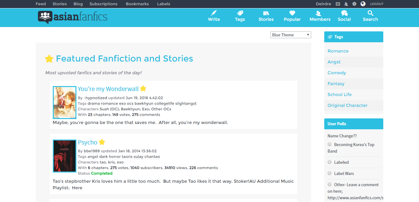 AsianFanfics - Light Blue Theme