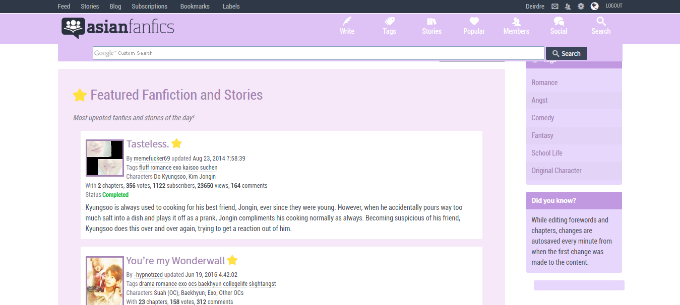 AsianFanfics - Pale Purple Theme