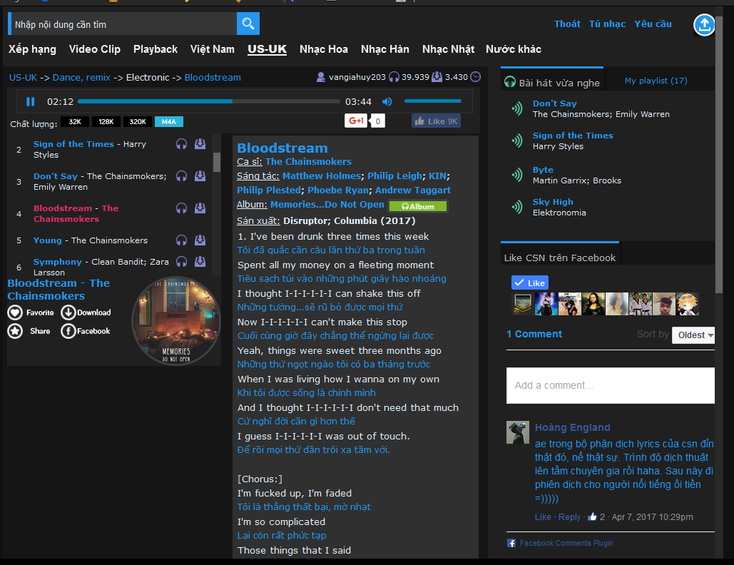 Dark Theme Chiasenhac.vn Fix by Tiny Hacker