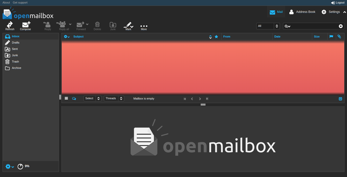 Openmailbox red empty