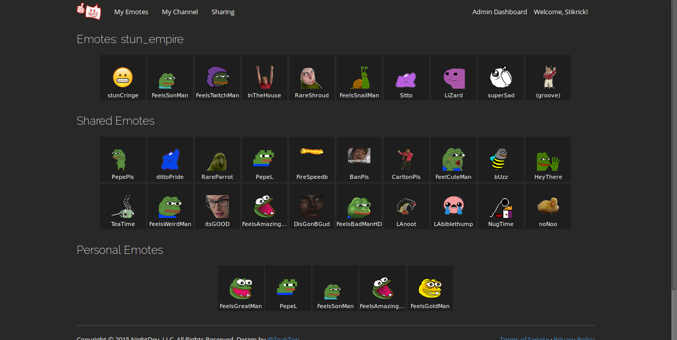 BetterTTV Manage Page dark mode