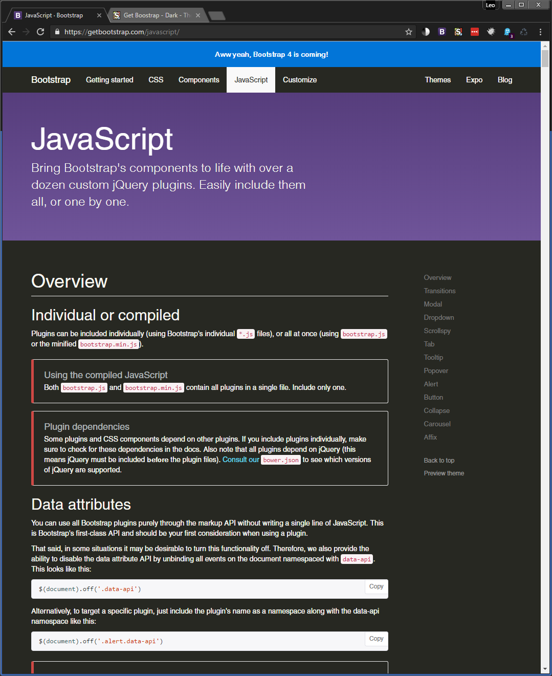Get Bootstrap - Dark