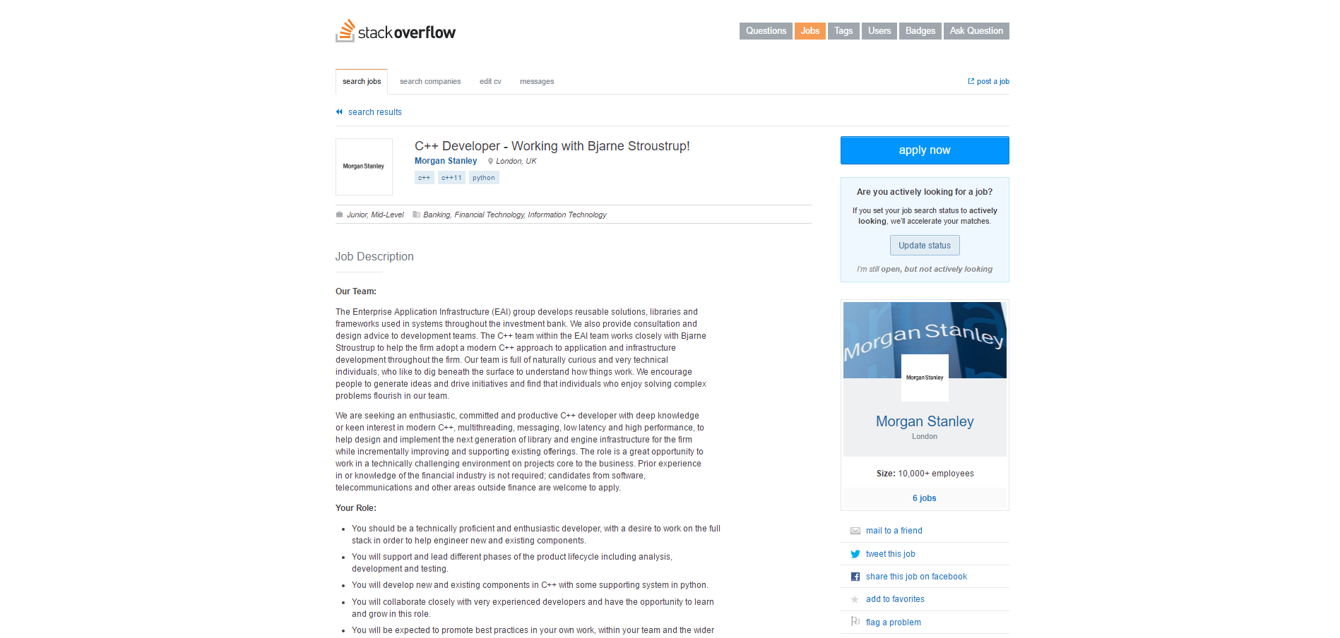 Readable Column - StackOverflow Jobs