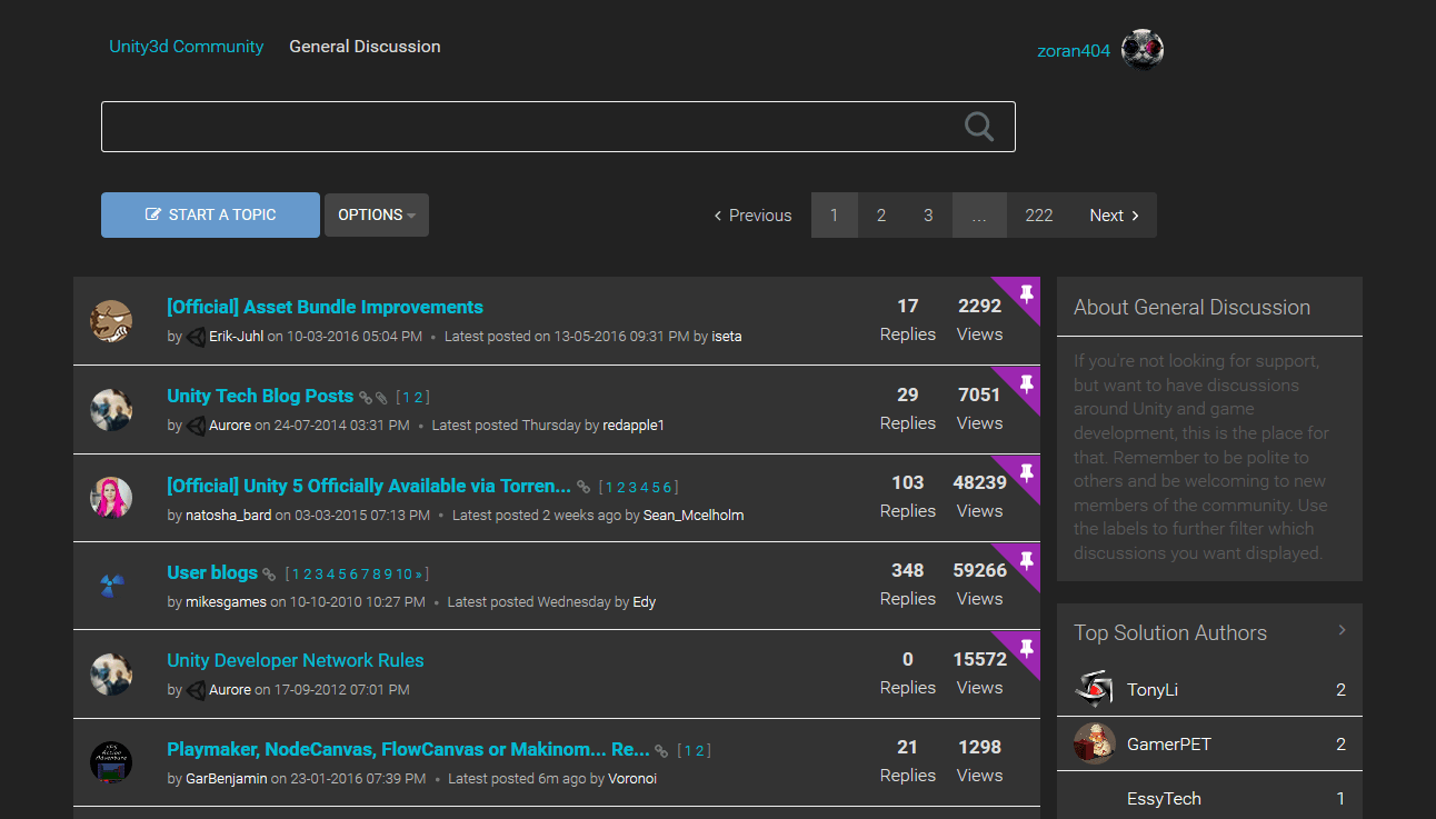 Unity New Forum Dark