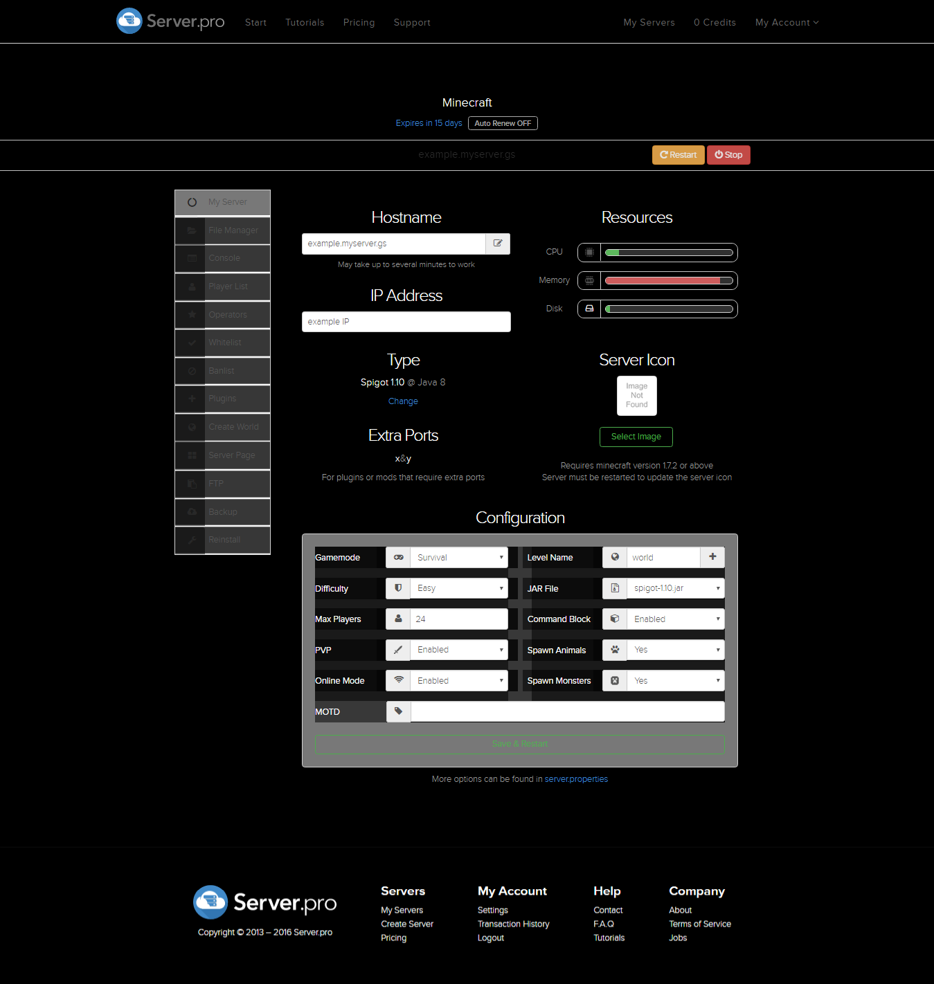 Server.pro Dark Theme