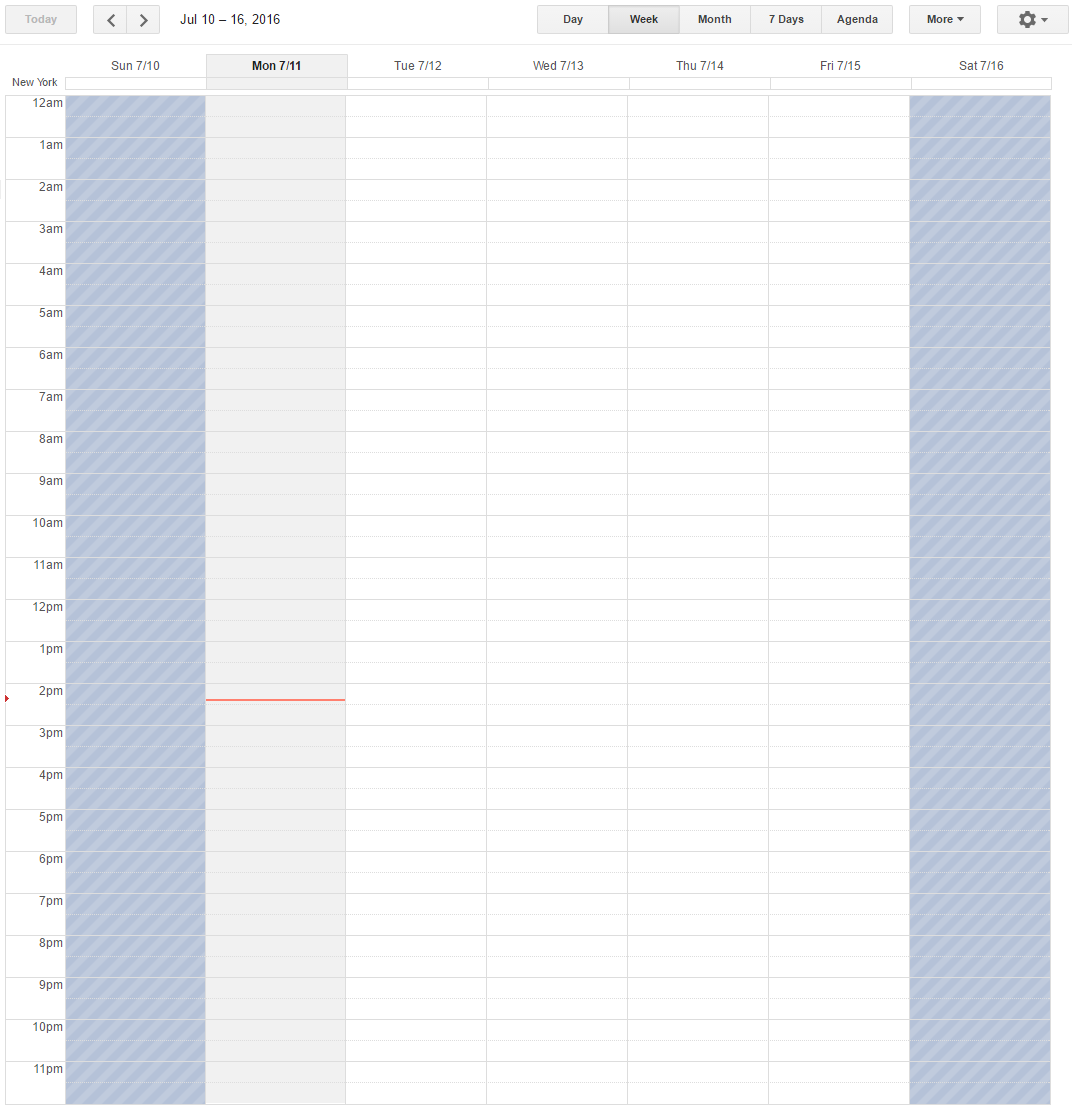 Google Calendar: Striped weekends