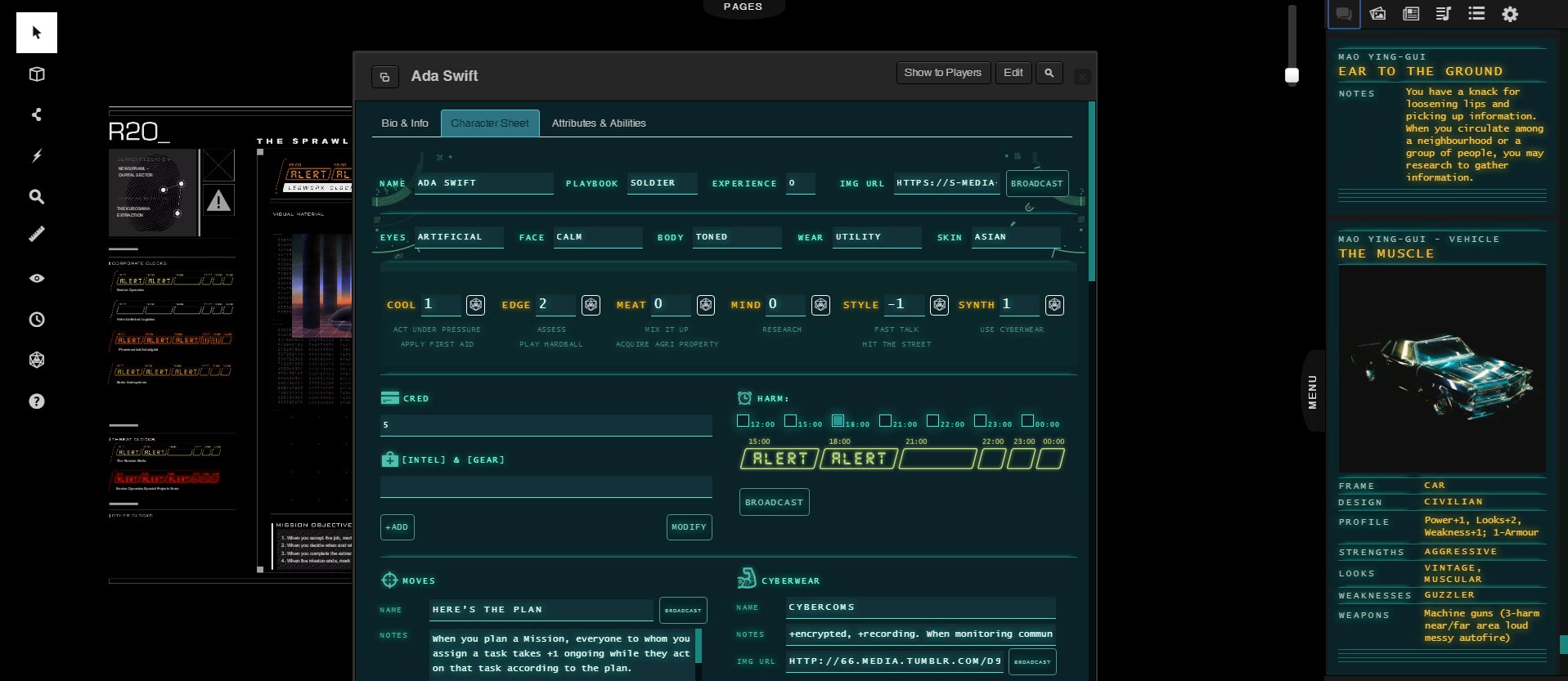 Roll20 - Sprawl Character Sheet Companion