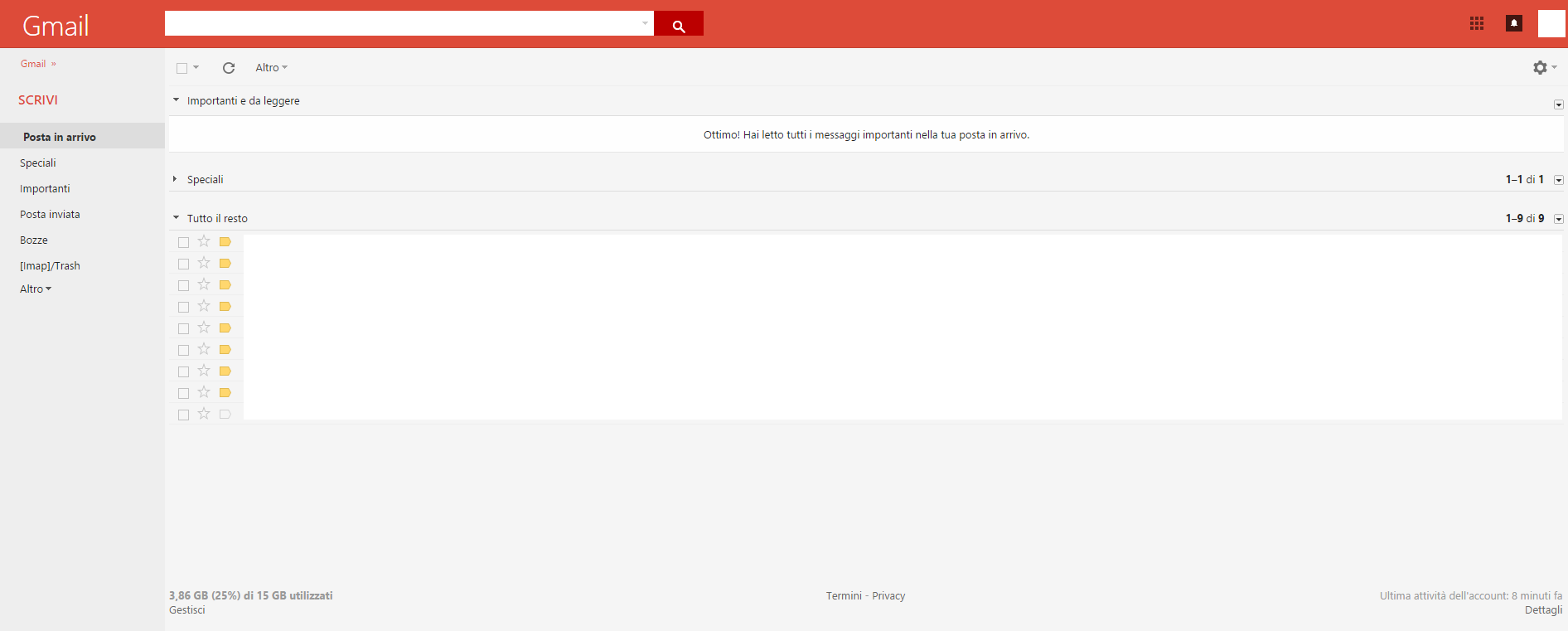 Outlook.com style for Gmail - Red version