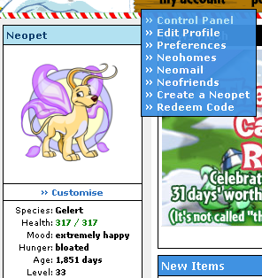 Neopets - Winter Holiday Theme Tweaks